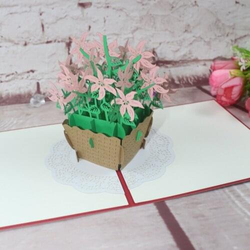 3D Handmade 6 Kinds Flower Flowerpot Paper Invitation Greeting Cards PostCard Valentines Day Teachers Day Mothers Day Gift