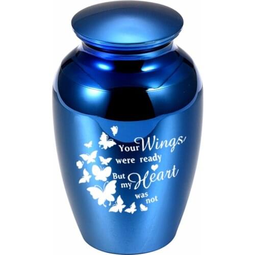 5 colors Aluminum Alloy Butterfly Cremation Urn Ashes Pet Funeral Keepsake Urn 45x70mm-Your Wings were Ready My Heart was Not