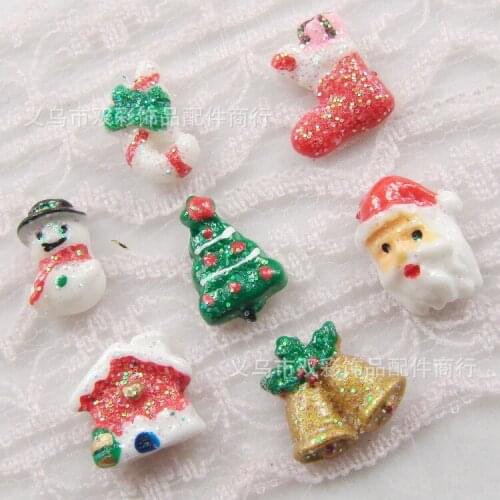 5 sets 35pcs Resin Shiny Tiny Christmas Nail Art Decoration Sets| Flat back Xmas Cabochon,Shake Card Fillers