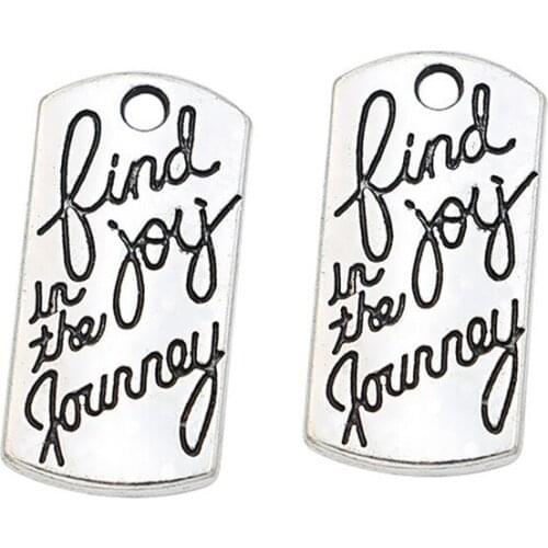 5pcs Antique Silver Color Plated Find Joy in the Journey Charms Pendants for Necklace Jewelry Making DIY Handmade Craft 20x10mm