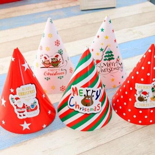 500pcs 14*20Cm Christmas Decorations Holiday Supplies Cartoon Santa Claus Cardboard Paper Christmas Hats Gifts For Kids ZA4893