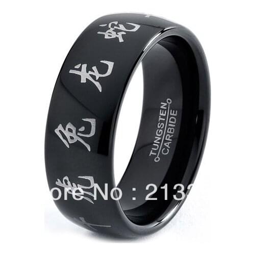 FREE SHIPPING!USA WHOLESALES CHEAP PRICE BRAZIL RUSSIA CANADA UK HOT SELLING 8MM DOME Chinese Zodiac BRIDALTUNGSTEN WEDDING RING
