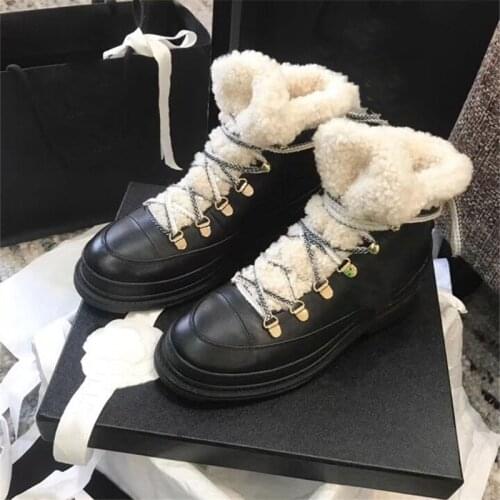 Plush Lining Boots Cross Straps Mid-tube Women Shoes Fur Rubber Soft Sole Shoes Casual All-match Shoes 2020 Winter Women Boots