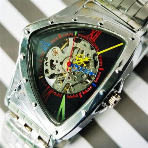 DUNCOUGAR Sport Design Triangle shape Mens Watches Top Brand Luxury Montre Homme Clock Men Skeleton Automatic Mechanical Watch