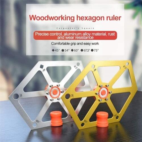 Woodworking Hexagon Angle Ruler Aluminum Alloy Multifunctional Magnetic Protractor Adjustable Woodworking Gauge Measuring Tool