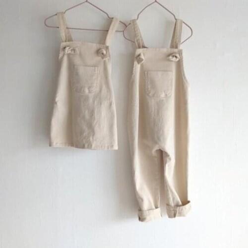 INS Kids Pants New Japanese Autumn Baby Boys Children Cotton Linen Pocket Casual Overalls Toddler Girls Fashion Loose Trousers