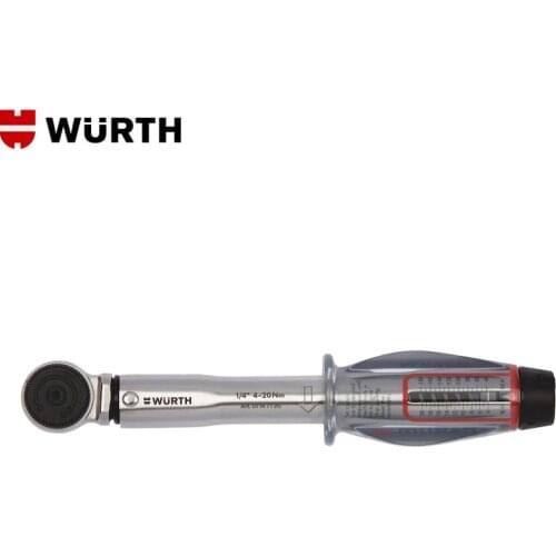 Wurth 1/4 Inch Torque Wrench 4 - 20 Nm with Switchover Square Drive Fine-toothed Ratchet Head Calibration Certificate, Wuerth