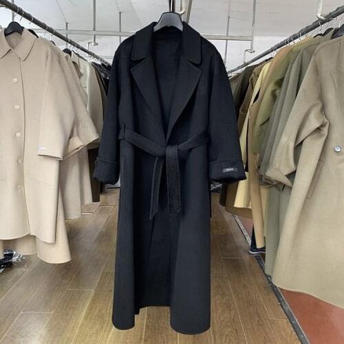 Europe America Korea style winter ladies long handmade double sided sewed cashmere coats FLYR034