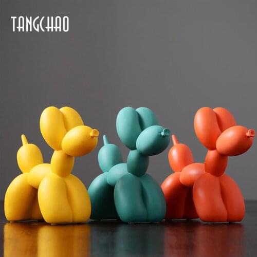 TANGCHAO Home Decor Balloon Dog Figurines For Interior Nordic Modern Resin Animal Figurine Sculpture Home Living Room Decoration