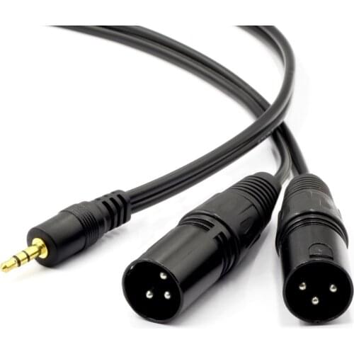 XLR Cable 3.5mm Jack Male to Dual XLR Male Splitter Patch Cable for Microphones Speakers Sound Consoles Amplifier Not Balanced