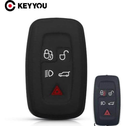 KEYYOU 5 Button Silicone Car Key Case For Land Rover Discovery 4 Range Rover Sport Vouge 2009-2012 LR4 Evoque