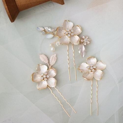 Pretty Flower Hairpin Opal Crystal Bride Wedding Hair Accessories Jewelry