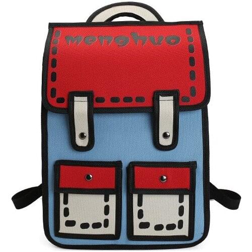 Fashion Cartoons 2D three-dimensional bags personality shoulder bag For teenager Girl 15.6inch Laptop bag Women Backpack S099