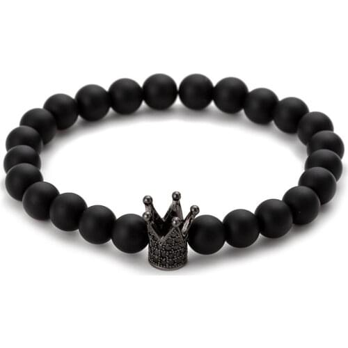 Trendy Charm Fashion Mens Bracelet Luxury Crown Disco Ball Frosted Beads Energy Mens Womens Jewelry Gifts