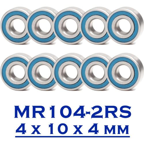 MR104RS Bearing 4*10*4 mm 10PCS ABEC-3 Hobby Electric RC Car Truck MR104 RS 2RS Ball Bearings MR104-2RS Blue Sealed