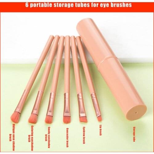 6 PCS Basic Eye Shadow Makeup Brush Set Eye Shadow Brush/eyebrow Brush/lip Brush/nose Shadow Brush/portable Barrel Beauty Tool