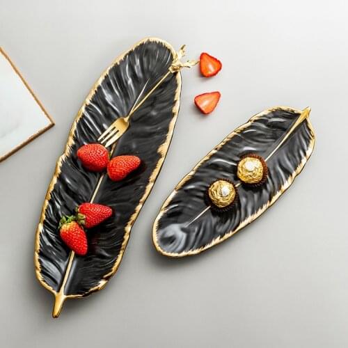 Desktop Storage Tray Luxury Nordic Style Creative Ceramic Tray Fruit Cake Tableware Plate Jewelry Cosmetic Sundries Storage Tray