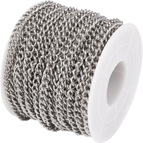 5x3.5x1mm 304 Stainless Steel Unwelded Curb Chains for bracelet necklace jewelry DIY making accessories,about 10m/roll