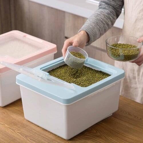 Kitchen Rice Storage Box Grain Container Case Large Sealed Plastic Flour Rice Box Bin Dustproof Waterproof Kitchen Organizer