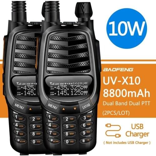 1/2PCS BAOFENG UV-X10 10W 8800MAH USB CHARGER WALKIE TALKIE HAM CB PORTABLE RADIO 2 WAY UPDATE UV-5R WALKIE TALKIES TRANSCEIVER