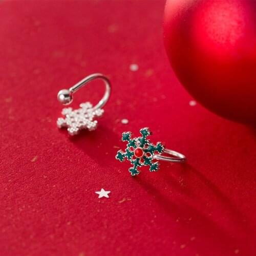 Christmas 925 Silver Jewelry Snow Clip on Earrings Without Piercing for Baby Girls Kids No Hole Ear Clip Anti allergy Accessorie