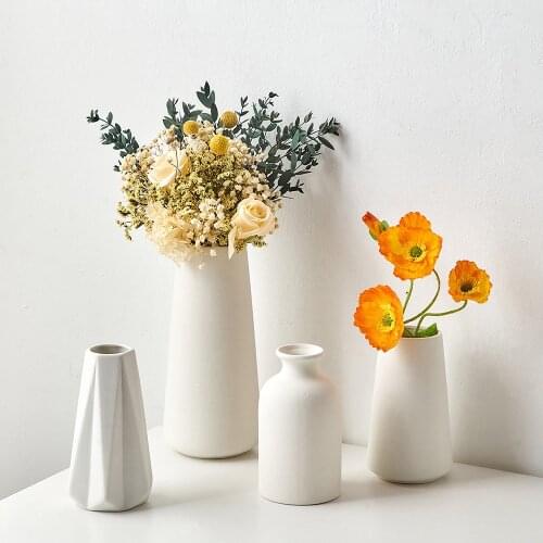 Nordic Decoration Home Flower Vase Ceramic White Vase Tabletop Decorative Accessories Minimalist Living Room Decor Household