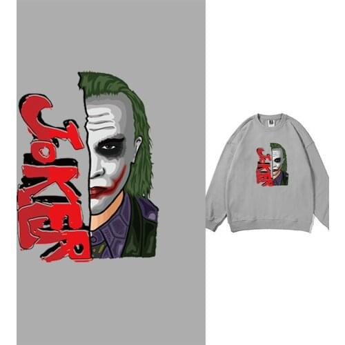The clown pattern heat transfer movie character star logo patch is ironed on the decorative design of the T-shirt jacket