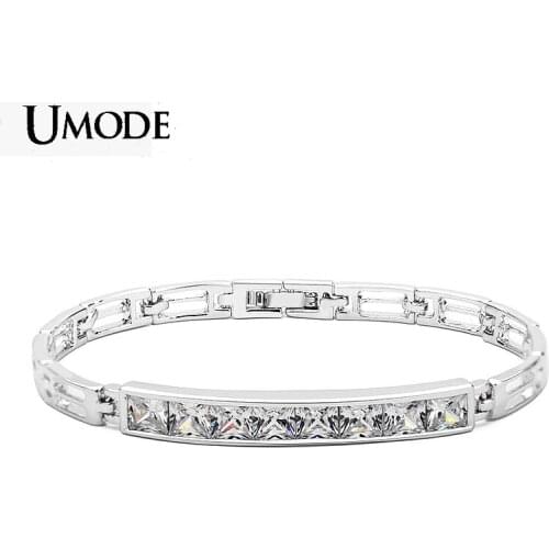 UMODE AAA+Square Clear Cubic Zirconia Tennis Bracelet for Women Men Bracelets Wedding Luxury Couple Jewelry Accessories UB0033