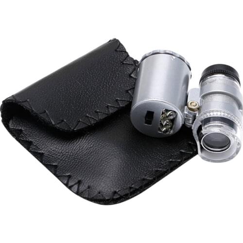 AIMOMETER 60X Jewelers Loupe Magnifier Mini Microscope Magnifying Pocket w/ LED & UV Light