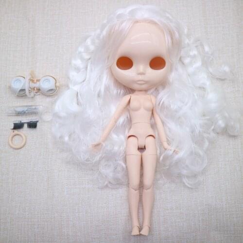 Body hair scalp and eye mech for DIY customization Nude blyth doll accessories white hair