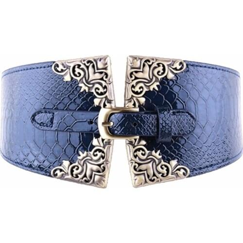 Ladies belt wide belt elastic waist seal double buckle elastic belt female decorative dress coat sweater pin buckle belt