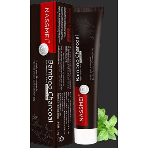 Black Activated Charcoal Whitening Toothpaste Freshens Breath Stain Remover Fluoride Free
