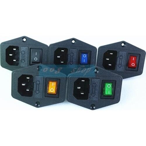 1pcs 15A/250V 3pin AC power socket with Power Rocker Switch Fused 10A