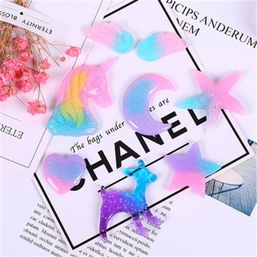 10Pc Unicorn Star Moon Filler for Clear/Fluffy Mud Box Popular Children Toys Kids Lizun Slime DIY Kit Accessories Modeling Clay