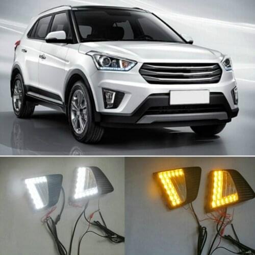 2PCS LED DRL fog lights for Hyundai IX25 Creta 2014 2015 2016 Headlight Daytime Running Light Fog Lightg Lamp Cover Car- styling