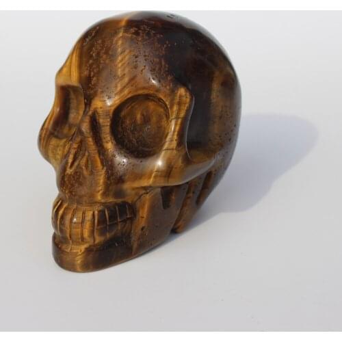 370g Natural Pretty Tiger 's Eye Carved Quartz Crystal Skull ranging From China free shipping k09