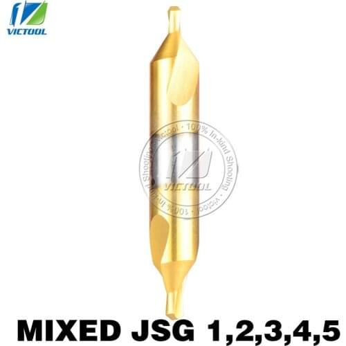 5pcs/lot High-Speed-Steel Mixed JSG1 ,2 ,3,4,5 Combined Center Drills Bit Set 60 Degree Angle Countersinks Tool For Metalworking