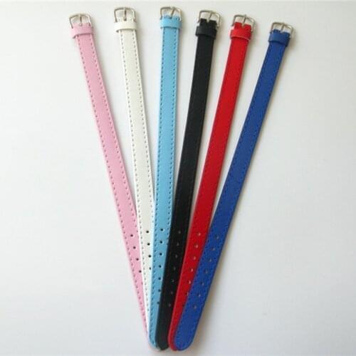 50pcs/lot 10MM Width PU Leather Wristband Bracelets Belt Strap Leather Watch Band For Slider 2019 DIY Jewelry Fit Slide Charms