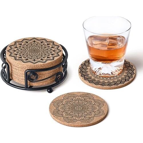 8PCS 3D Mandala Floral Pattern Drink Coasters Home Fashion Heat-Insulated Dinning Table Mats Coffee Cup Pads Rugs