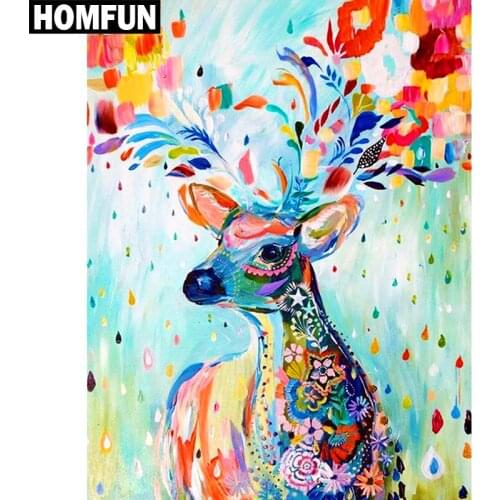HOMFUN Full Square/Round Drill 5D DIY Diamond Painting "Aniaml Reindeer" 3D Embroidery Cross Stitch 5D Rhinestone Home Decor