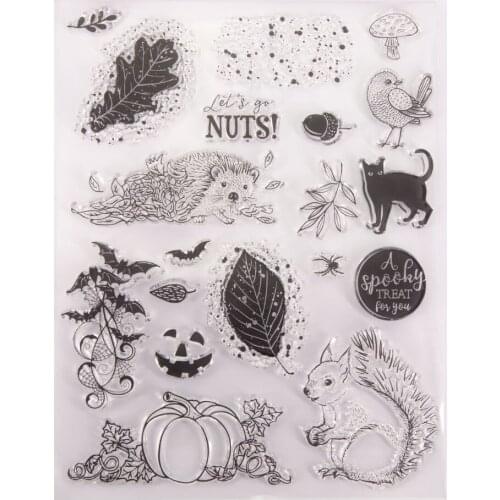 Squirrel Pumpkins Hedgehog Background Transparent Clear Silicone Stamp/Seal for DIY Scrapbooking/photo Album Decorative