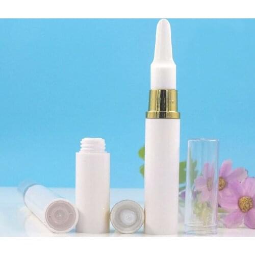 5ML white airless bottle long Gold vacuum pump clear lid lotion emulsion serum sample eye essence skin care packing