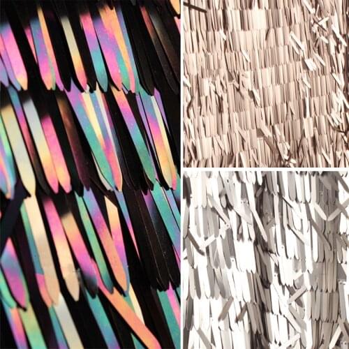 GLace 1Y/lot Encrypted Symphony Laser Sword-shaped Lace Sequins fabric wedding Dress Decoration DIY material TX1315