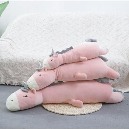 Big Size Cute Soft Unicorn Plush Doll 120/95/70 CM Lying Unicorn Plush Toy Kids Sleep Long Pillow Cushion Girls Plush Toy