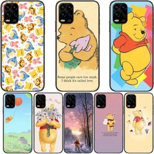 Yellow Winnie Bear cartoon Phone Case For XiaoMi Redmi Note 10 9 9S 8 7 6 5 A Pro T Y1 Black Cover Silicone Back Pre style cover