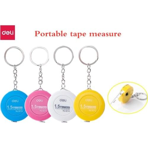 DELI E8214-Cinta plástica de medida, mini regla portátil de color kawaii, 1,5 m * 7,5mm, uso escolar y de oficina, 1 unidad