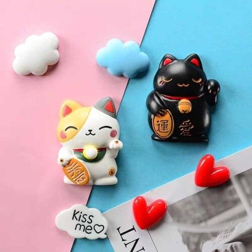 Travel Scenery Fridge Stickers Japanese Souvenirs Cute White Black Cat High-end 3D Resin Gifts Refrigerator Magnets Home Decor