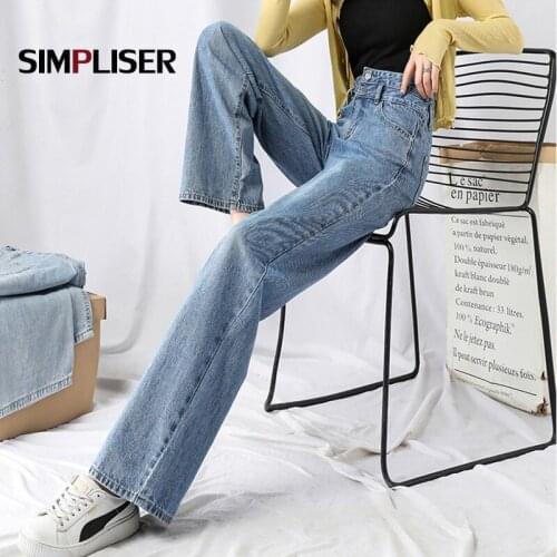 Wide Leg Jeans Women 2021 High Waisted Denim Blue Female Loose Trousers Plus Size 31 Femme Jeans Boyfriend Style Ladies Pants