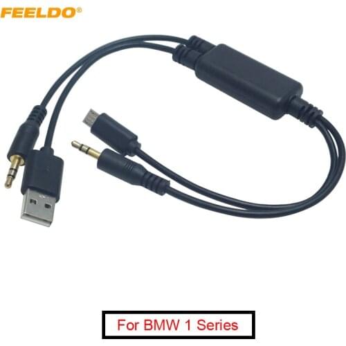 FEELDO 10Pcs Car 3.5mm Male Micro USB to 3.5mm Male USB A Plug Jack AUX Cable Adapter For BMW USB Charger Wire Cable #MX6218