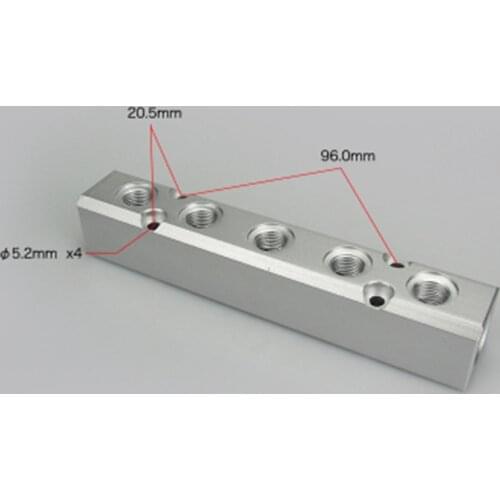 G1/2" In G1/4" Out 5 Way 7 Ports 30x30mm Pneumatic Aluminum Manifold Block Splitter Adapter